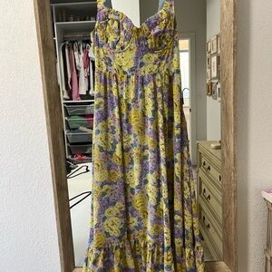 Astr the label Maxi Dress with Yellow and Purple Flowers